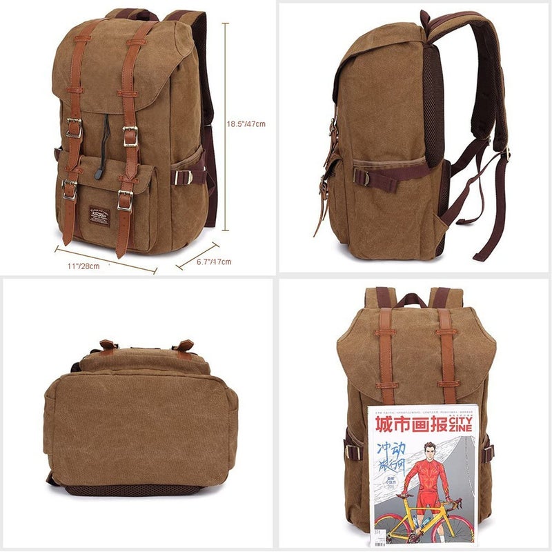 KAUKKO Laptop Backpack Travel Outdoor Weekend Bag Carry on Daypack Stylish and Durable Rucksack Hiking Backpack Fits 15.6"(5-1-brown) - Image 2